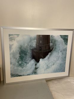 Beautiful Art Work, Ocean, Waves, Light House-Framed $40