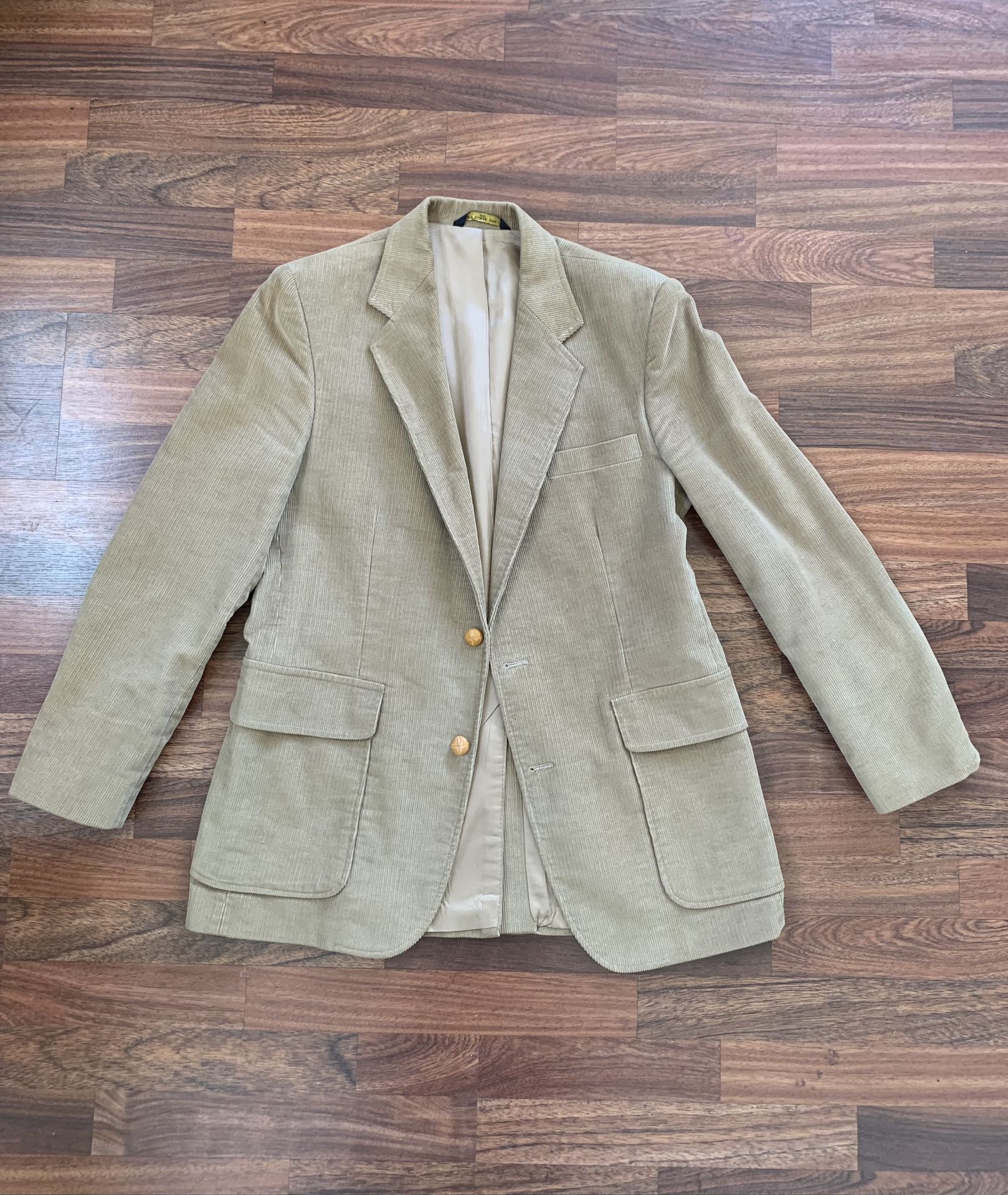 Hagar Men Tan Corduroy Suit Jacket. Size Tag Missing, Measurements In Pics