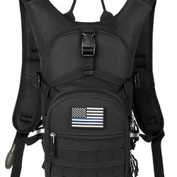 SHARKMOUTH Hydration Backpack, 900D Polyester with 2L Leak-Proof Water Bladder, Keeps Liquid Cool for Up to 4 Hours, Tactical MOLLE Pack for Cycling, 