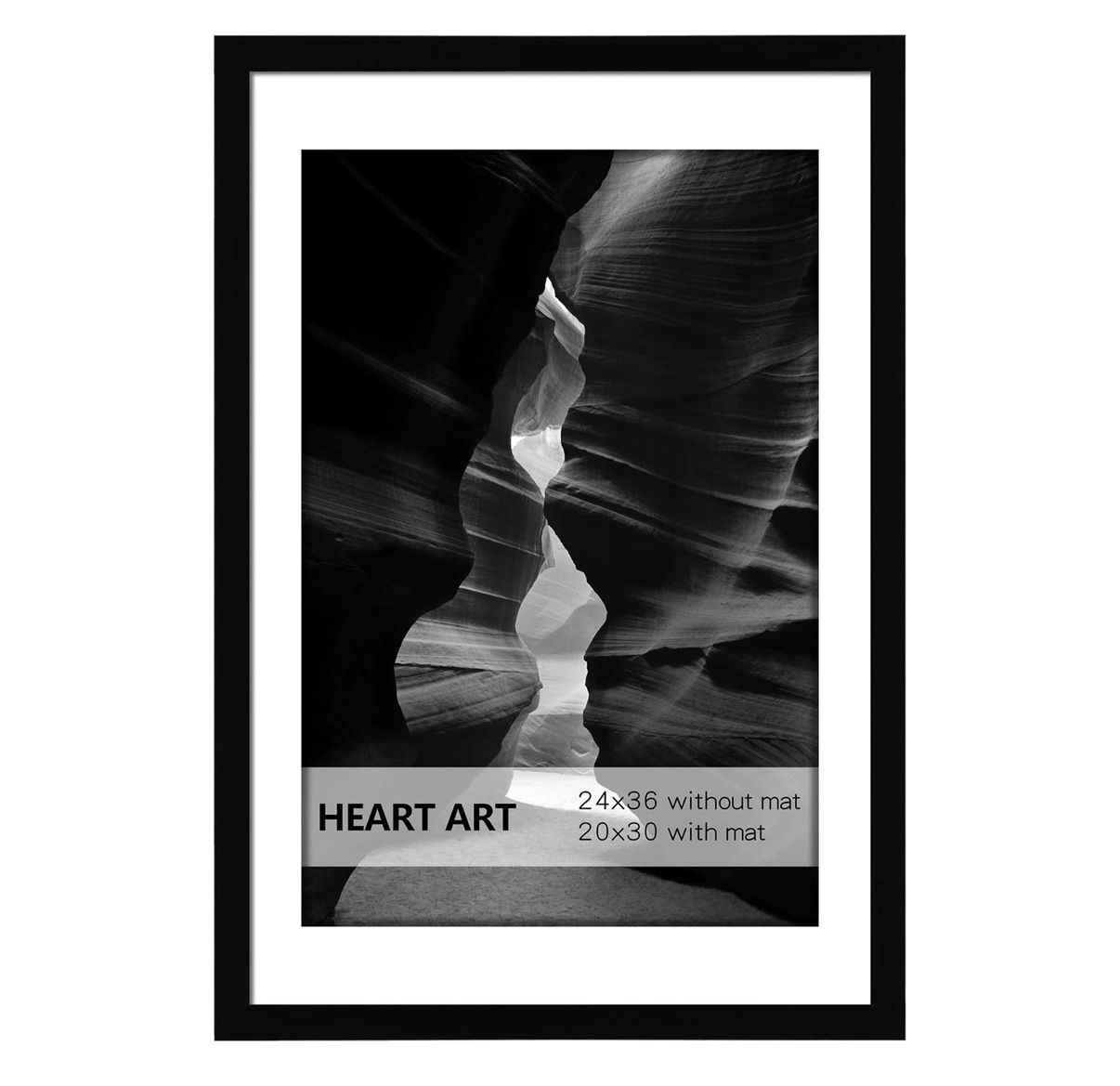 24x36 Poster Frame with Mat, Black Picture Frame, Display Pictures 20x30