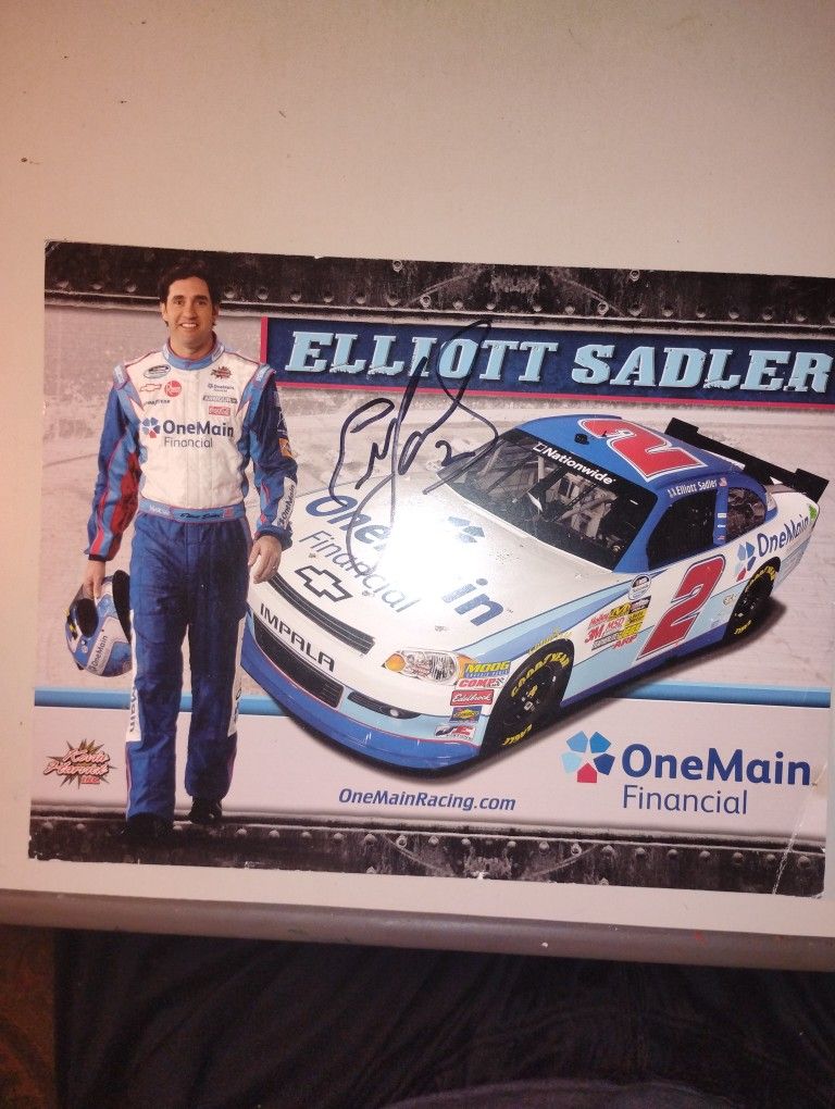 2 Autographed Pictures Of Race Cars  Greatests