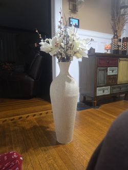 Tall Floor Vase with Faux Floral Arrangement