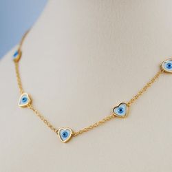 Gold Plated Heart Evil Eye Necklace