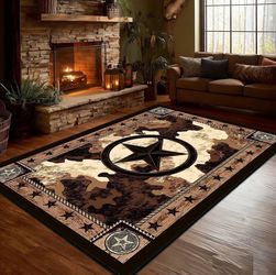 Western Star Cowhide Print Area Rug (5x7)