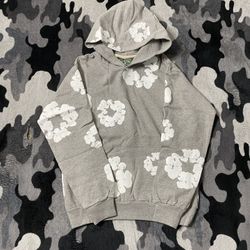 Grey Denim Tear Hoodie 