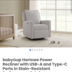 Baby Gap Harlowe Grey Power Recliner/ Nursing Chair/ New In Box 