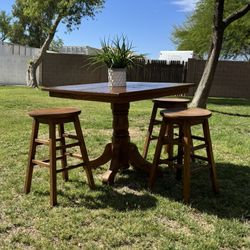 Solid Wood Smaller Table and Barstools