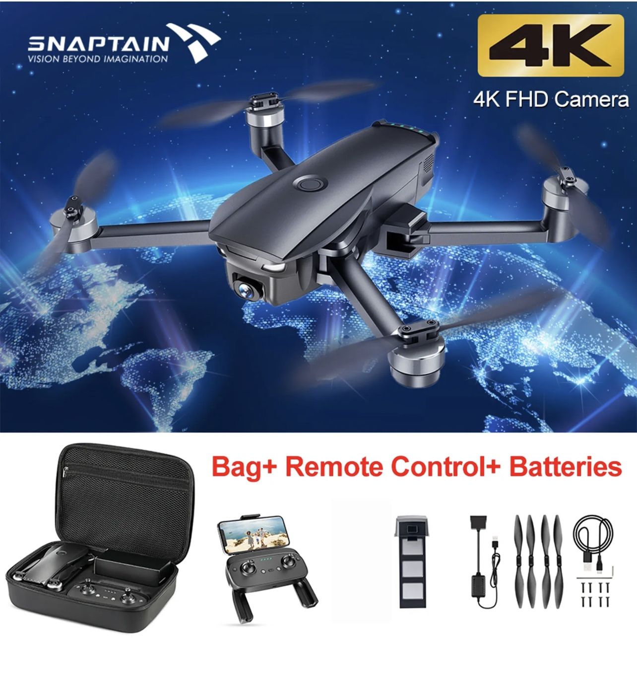 SNAPTAIN SP7100 4K GPS Drone with UHD Camera for Adults, Foldable