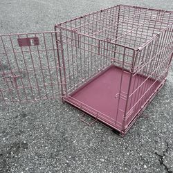 24x18x19in  Pink Metal Single Door Dog Pet Animal Cage Containment Crate! Great for dogs 30lbs and under. 
