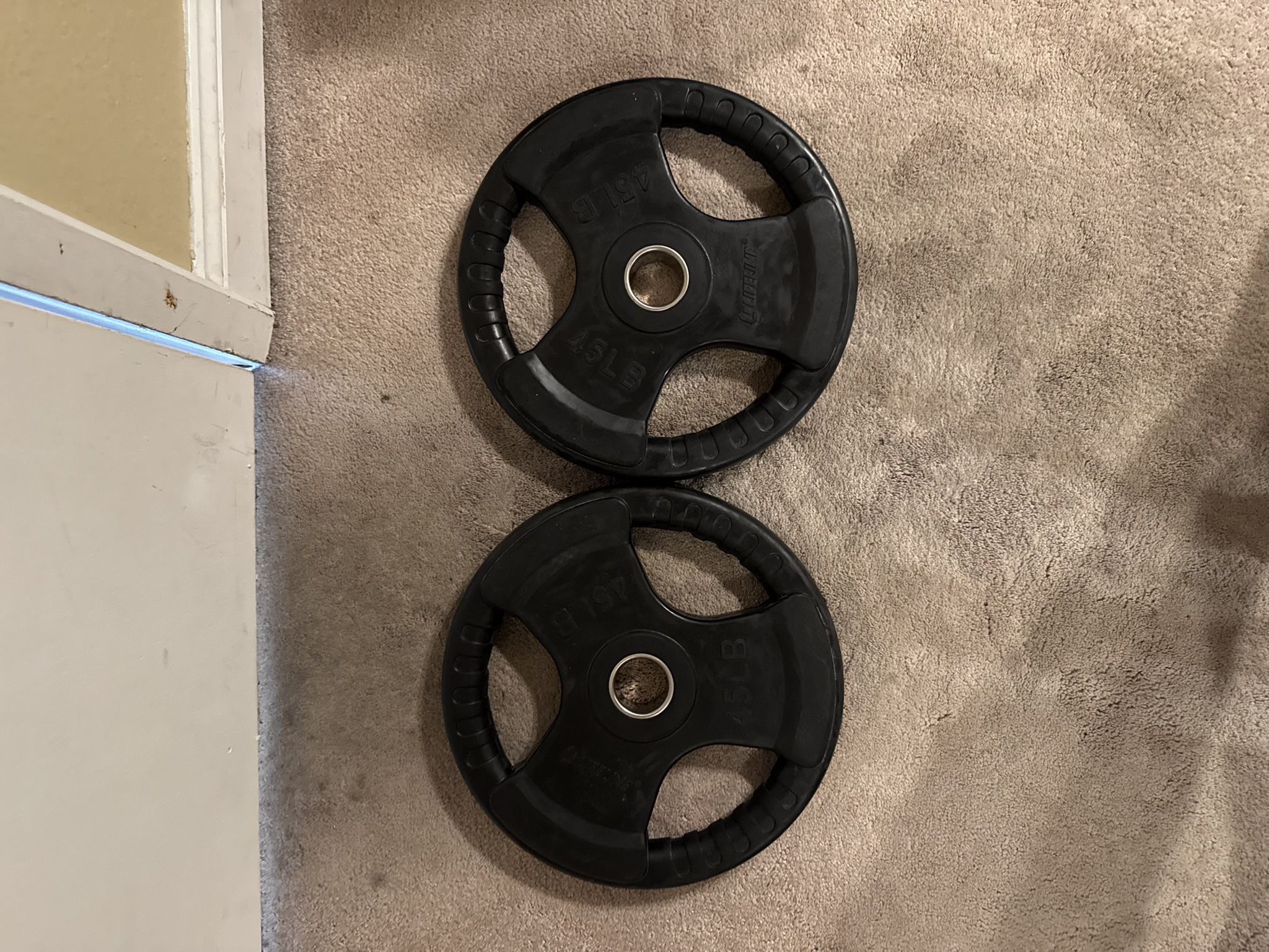 Olympic Grip Weight Plates - Pair of 45s - Total 90 Pounds 