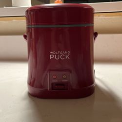 Wolfgang Puck Red Maroon Mini Rice Cooker 1.5 Cup - With Food