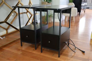 2 nightstand/ bedside table with USB ports and power outlets