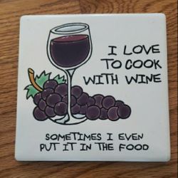 Wine Lover Ceramic Trivet - 6" Square