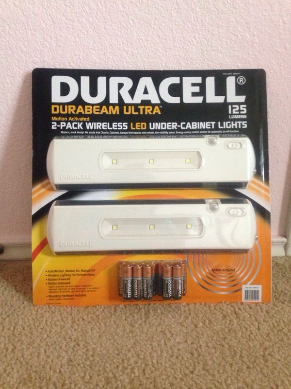 NEW! Duracell Durabeam Ultra 2 Pack Wireless LED Under-Cabinet Lights