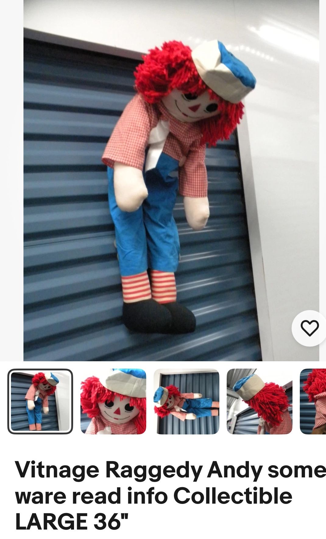 Vitnage Raggedy Andy some ware read info Collectible LARGE 36"