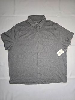 Free Assembly Luxe Button Polo Shirt Heather Gray Men's Short Sleeve Pocket