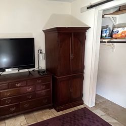 Solid Wood armoire desk with doors