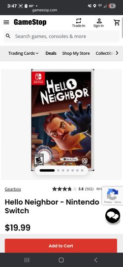 Hello Neighbor Nintendo Switch Game Without Case
