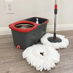 Brand New $20 Spin Mop Bucket Floor Cleaning Set with Wheels, Includes 2pc Microfiber Replacements 