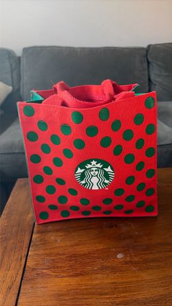 Starbucks Green Polka Dot Canvas Tote Bag