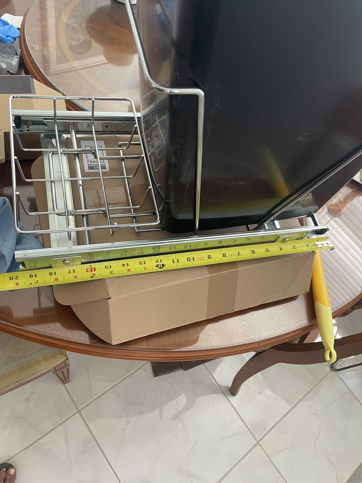 Adjustable Trash Can Pull Out - Under Cabinet Wastebin Drawer,