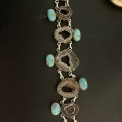 Native Americian Turquoise And Cut Geodes