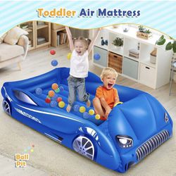 Inflatable Toddler Travel Bed - Portable Toddler Floor Bed for Kids Air Mattress with Sides Toddler Cot Sleeping Pad Camping Blow Up Mattress Baby Tra