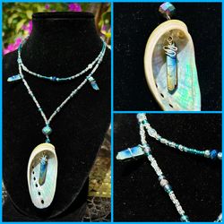 Handcrafted Seashell Blue Layered Choker Necklace