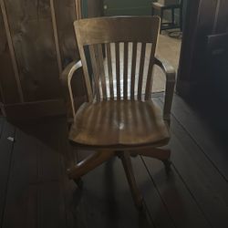 Wooden Chair On Wheels Antique