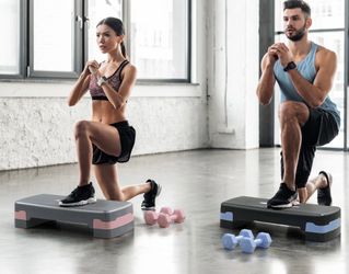 New Aerobic step + dumbbell + measure tape