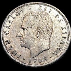 1983 Spain JUAN CARLOS I  5 Pesetas Coin