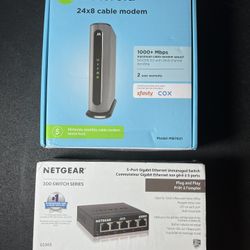 Motorola Modem & Netgear Gigabit Ethernet Switch 