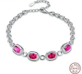 925 Sterling Silver Women's Ruby Bracelet