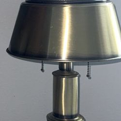 Vintage Bouillotte Style Lamp in a Brushed Brass Finish With 2 Pulls Beautiful 