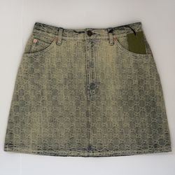 Bnwt Gucci Monogram Denim GG Mini Skirt