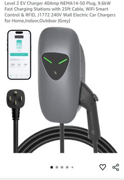 Level 2 EV Charger 40A NEMA 14-50 Plug (9.6kW Fast Charger, 25ft)