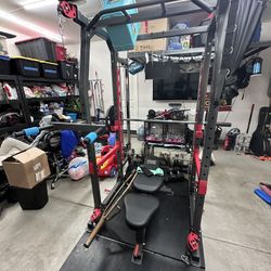 Marcy Pro Smith Machine Weight Bench Home Gym Total Body Workout Training System