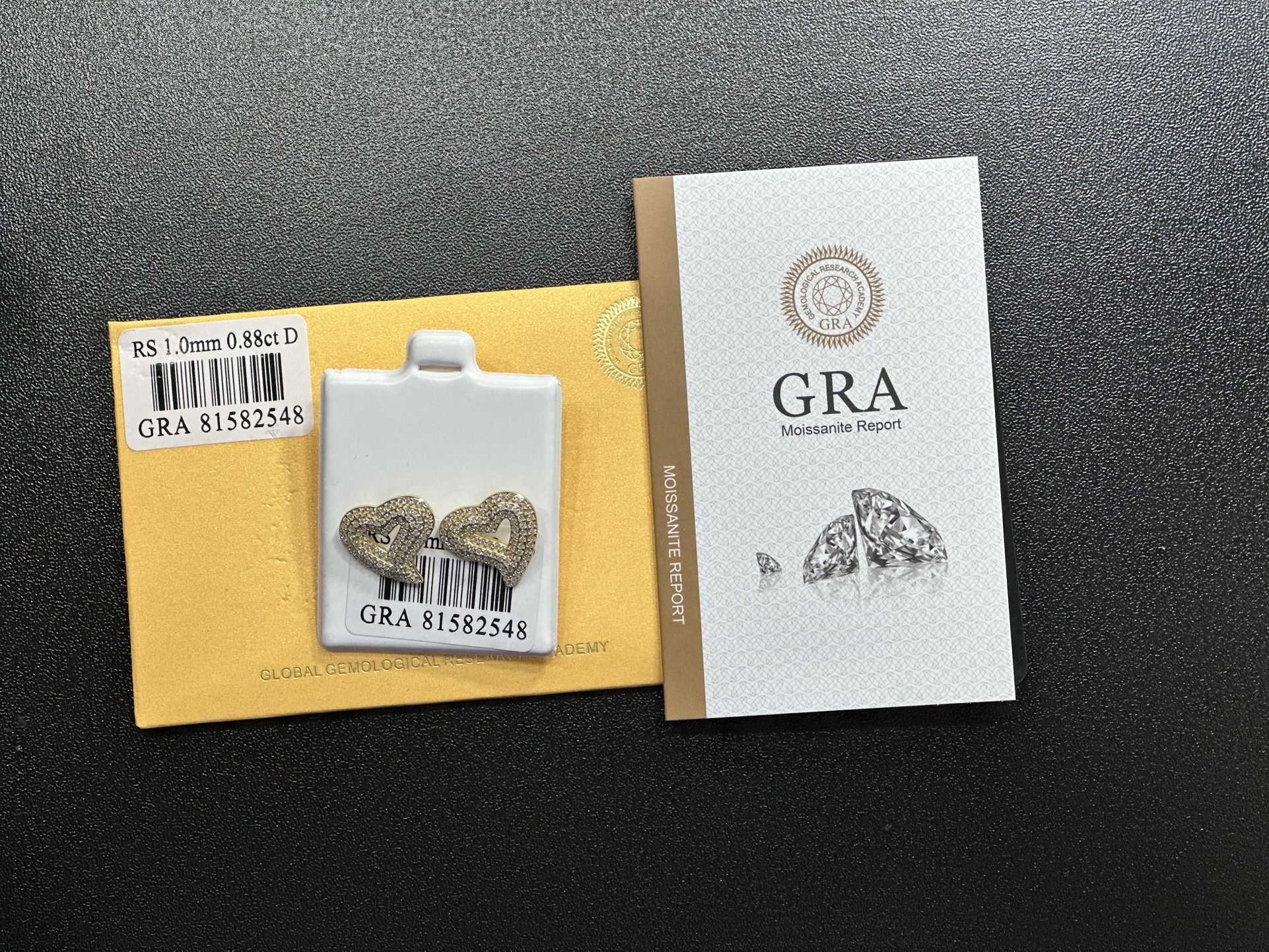 Moissanite Heart Earrings, 925 Sterling Silver, Gold Over SS925