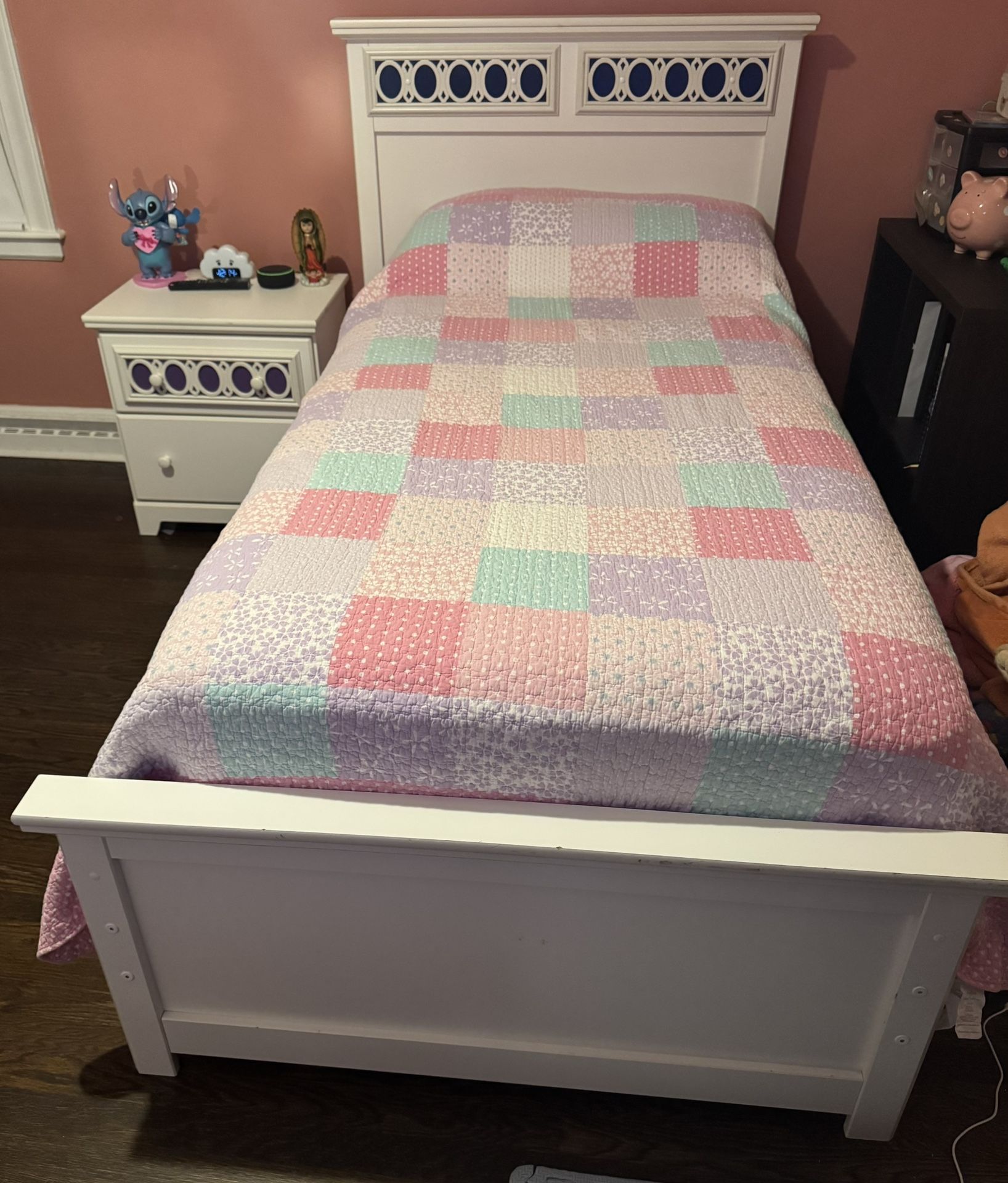 Twin Bed (mattress Not Included) With Nightstand
