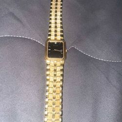   Vintage Bulova 18k Gold Plated Diamond Quarts  Watch