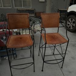 HEAVY DUTY HARD LEATHER BAR STOOLS