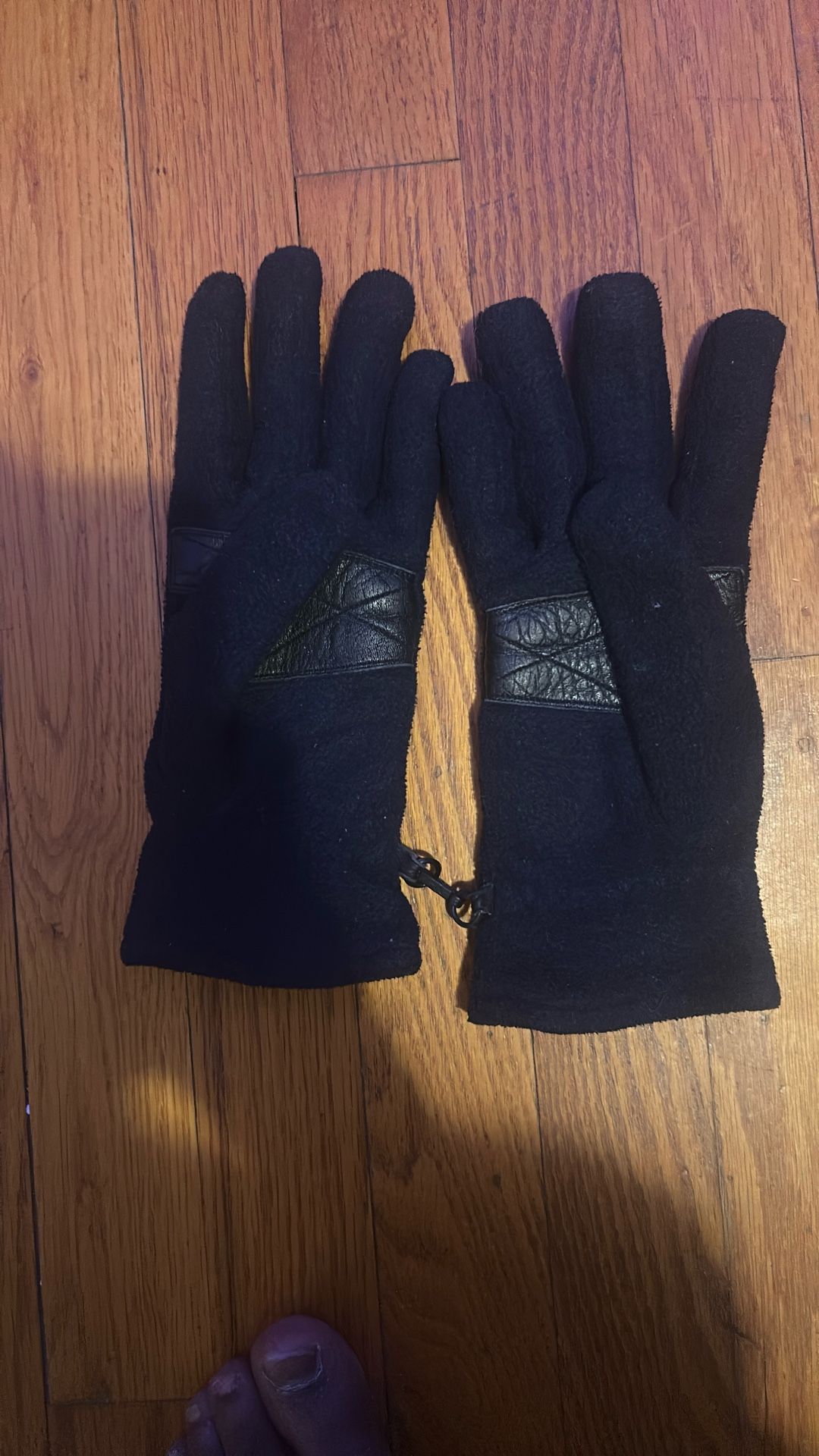 Vintage Men's Polo Ralph Lauren Fleece Lined Gloves with Leather Palm size S/M
