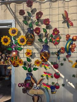 🌞handcrafted metal wall art🌵desert charm🪷+PLANTERS