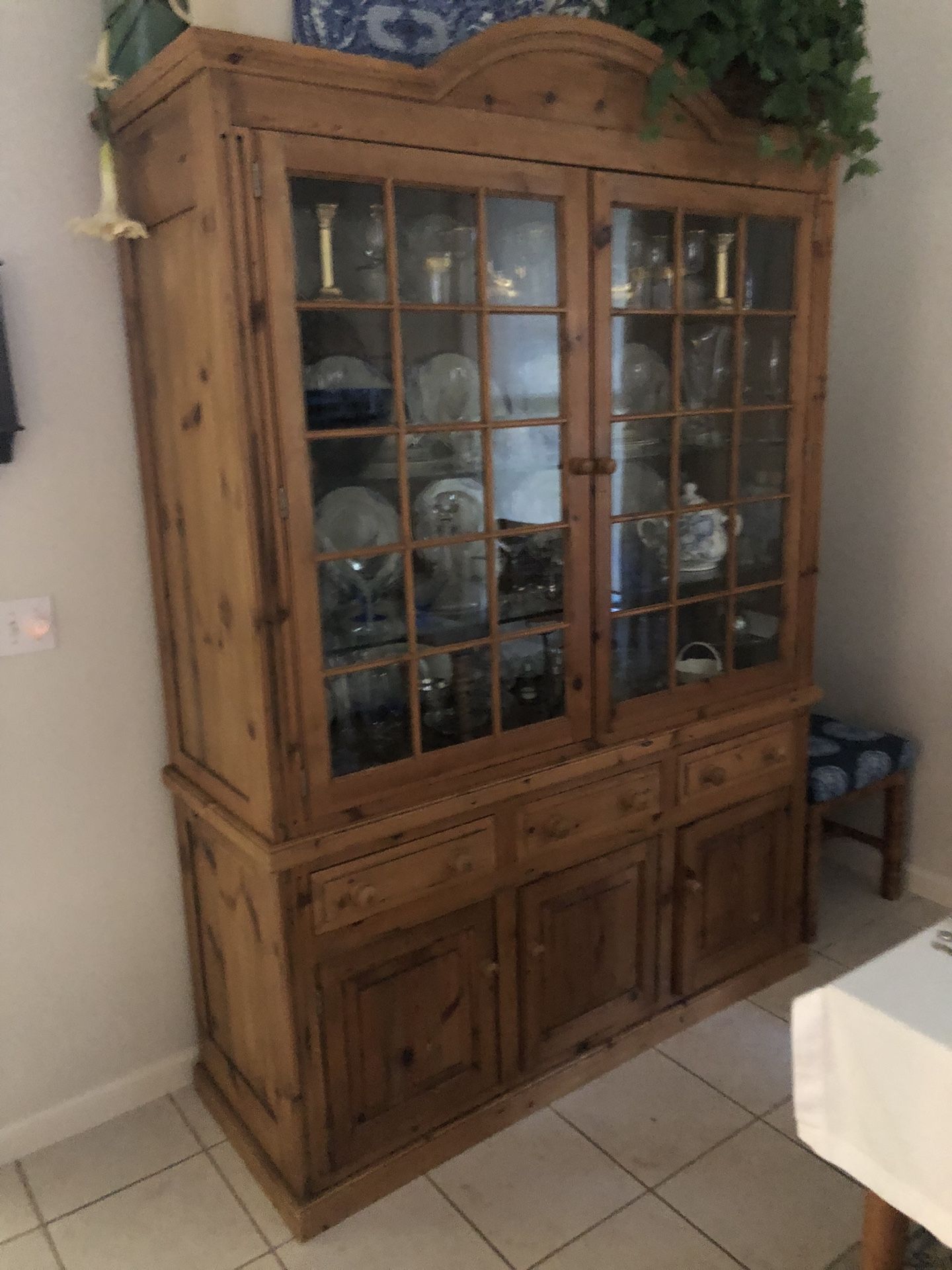 Antique Pine China Cabinet