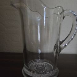 Pitcher, 7x5,Clear Glass, Heavy With Ruffled Edge $5.00