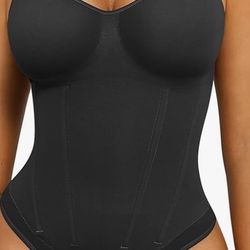SHAPELLX Womens Shapewear Tummy Control Thong Slimming Body Shaper Seamless Compression Top Waist Boning Corset Bodysuit Faja
