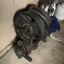 Home Gym Starter Equipment Set (Olympic Weights, Bench, Dumbells/Powerblocks, Indoor Bike)