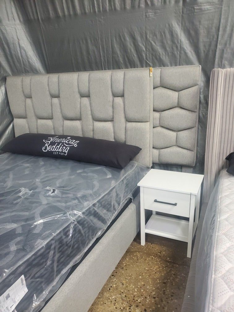 Gray Queen Bed With Either Of The Headboard (New