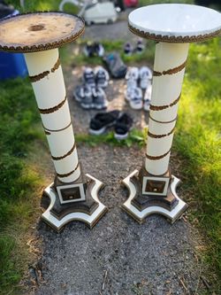 Vintage Hollywood Regency Column Plant Stands / Pedestals - Pair