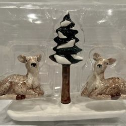 Deer Salt & Pepper Shaker Set With Tray